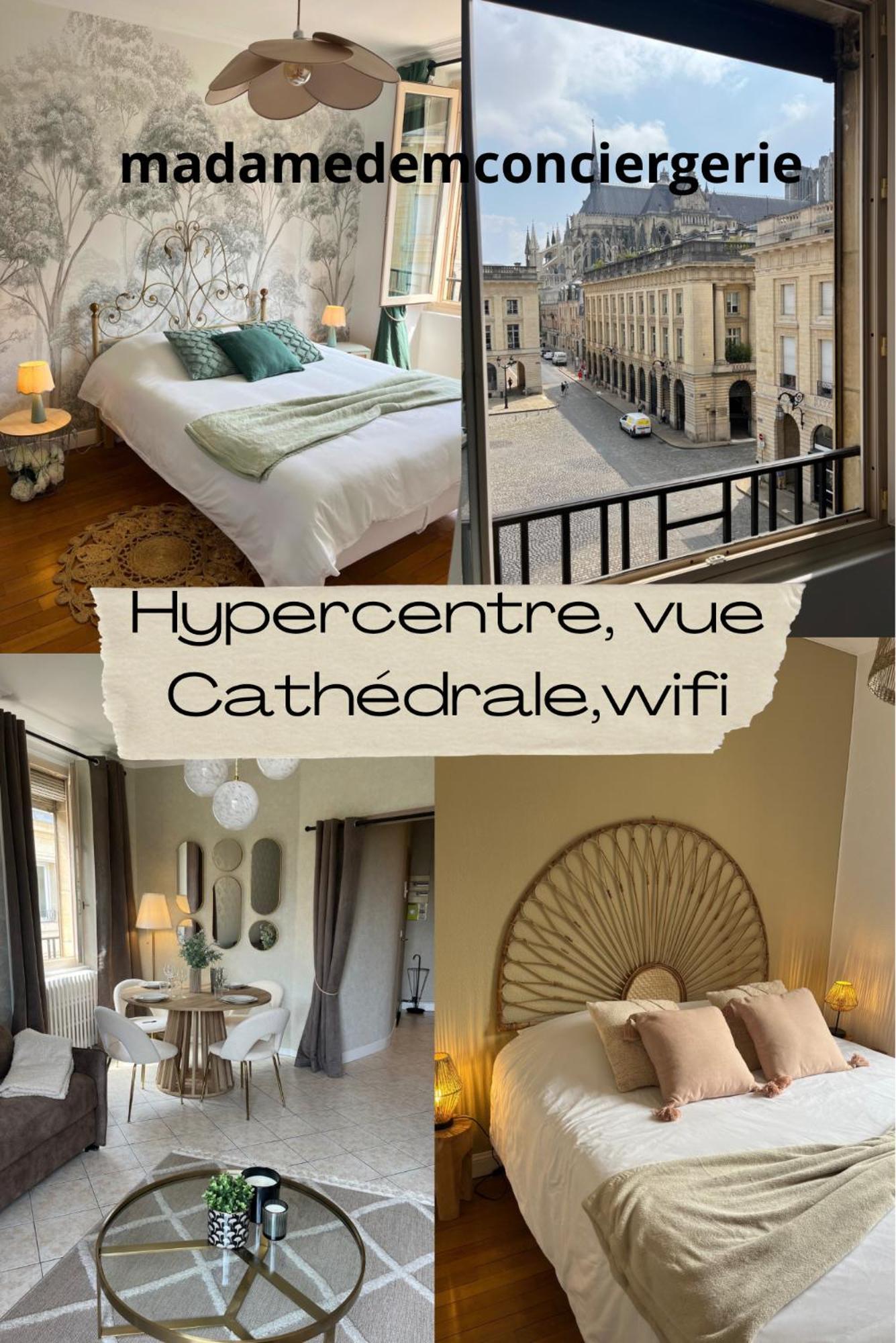 Royal Home, Hypercentre Reims Avec Vue Cathedrale Exterior photo